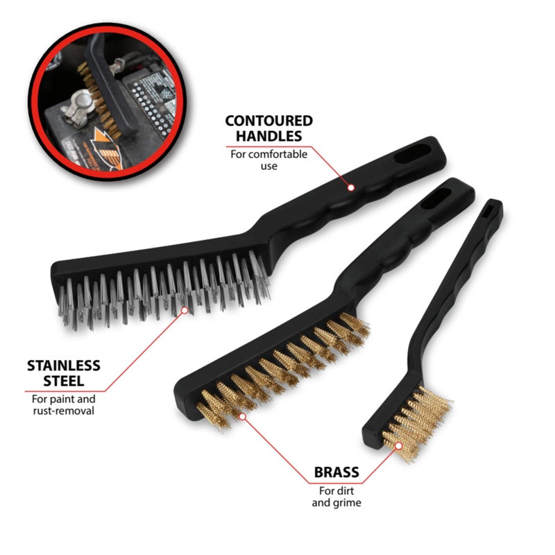 Performance Tool W1149 3-Piece Brass and Stainless-Steel Wire Brush Set - Image 3